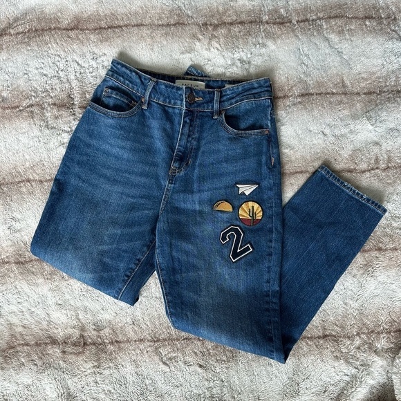 Pacsun Retro Patch Mom Jeans High Waisted Straight Leg size 25 - Picture 2 of 13